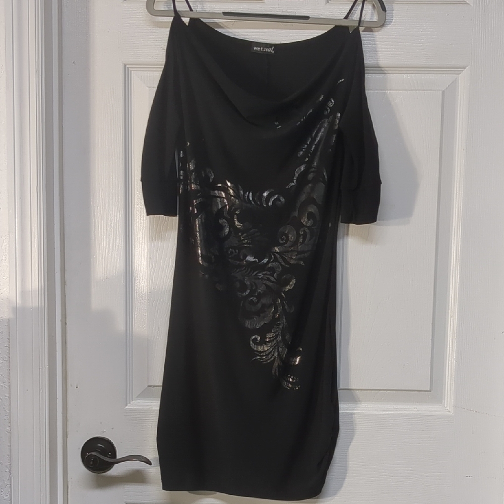 Y2K Wet Seal Mall Goth Black Mini Dress Or Top  Size S